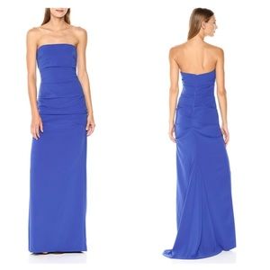 NICOLE MILLER FELICITY CREPE STRAPLESS GOWN